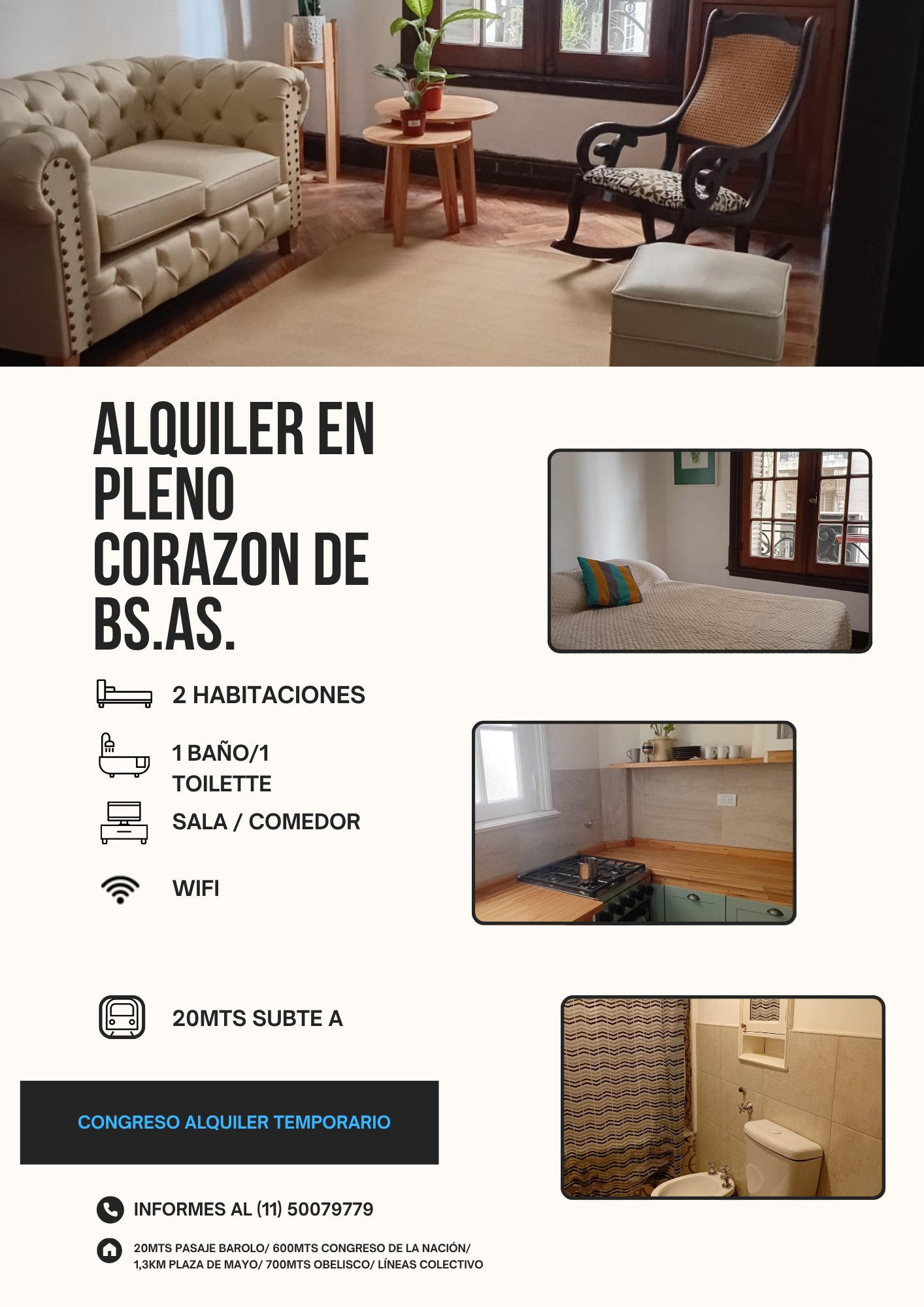 Departamento en el corazón de la ciudad de Bs.As.